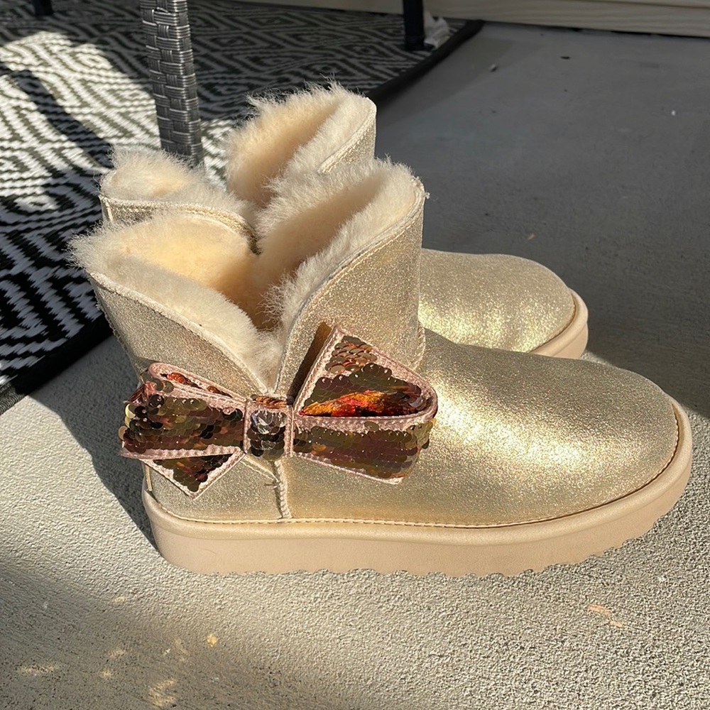 Gold Uggs with Sequin Bow